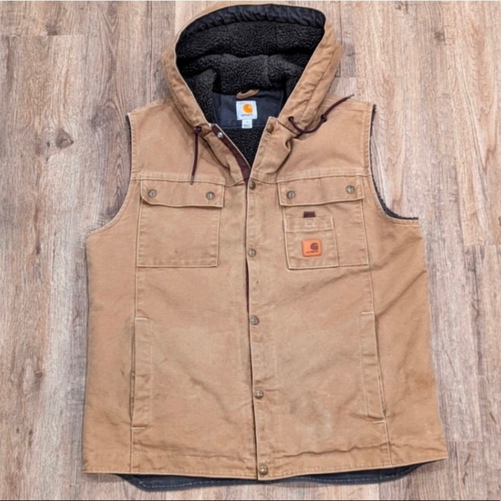 COPY - Sherpa Lined Carhartt Vest with Hood L